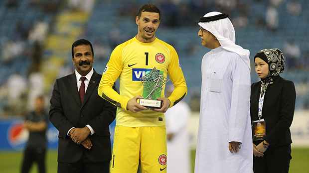 Ante Covic receives his player of the match award.